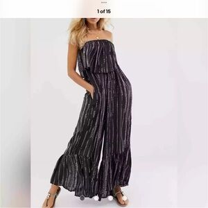 Free People Summer Vibes Jumpsuit Women's Size Medium Boho Beach Effortless